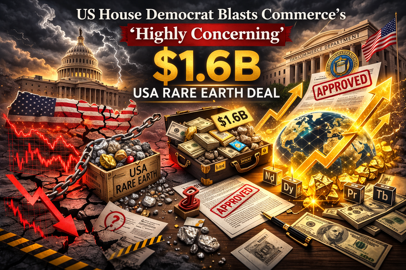 US House Democrat blasts Commerce’s ‘highly concerning’ $1.6B USA Rare Earth deal teaser image