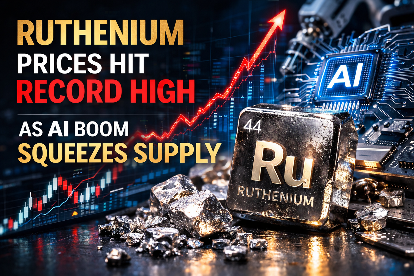 Ruthenium prices hit record high as AI boom squeezes supply teaser image