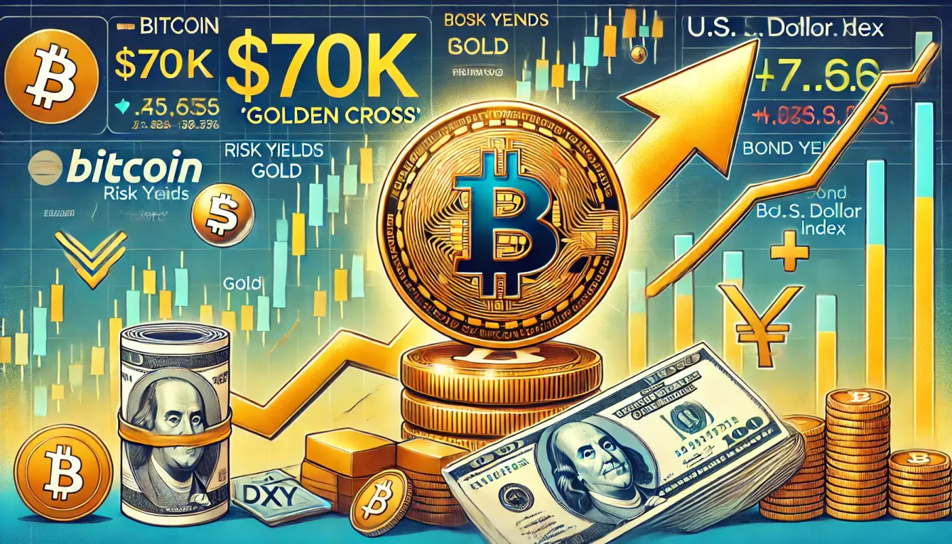 Bitcoin eyes $70k on golden cross hopes, risk assets rise as DXY and bond yields fall teaser image