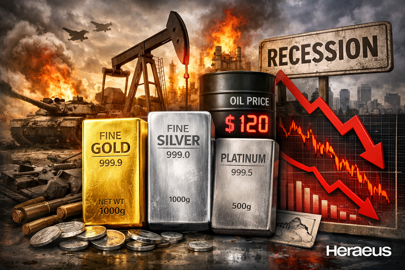 Iran war won’t change precious metals’ trajectory – but a recession would – with silver and PGMs set to suffer the worst – Heraeus teaser image