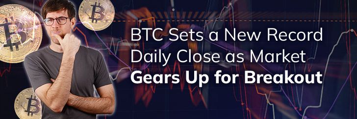 BTC sets a new record daily close as market gears up for breakout teaser image