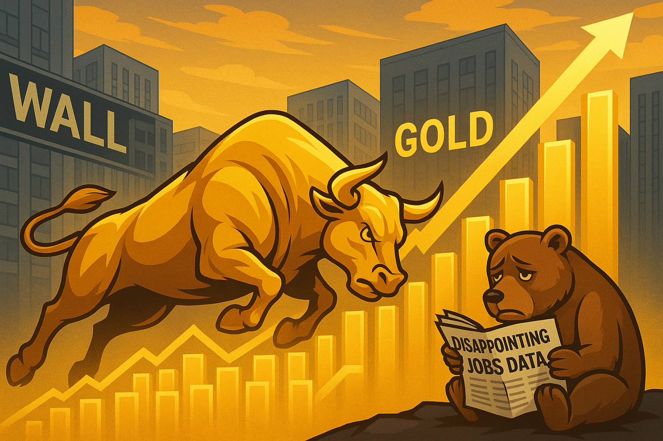 Wall Street sangat optimis terhadap emas karena data pekerjaan yang mengecewakan dan gejolak tarif meningkatkan kemungkinan penurunan suku bunga pada bulan September