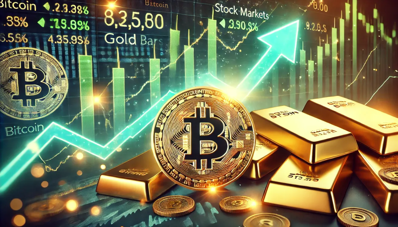 Rate cut speculation fuels Bitcoin surge and stock rally, gold nears ATH teaser image