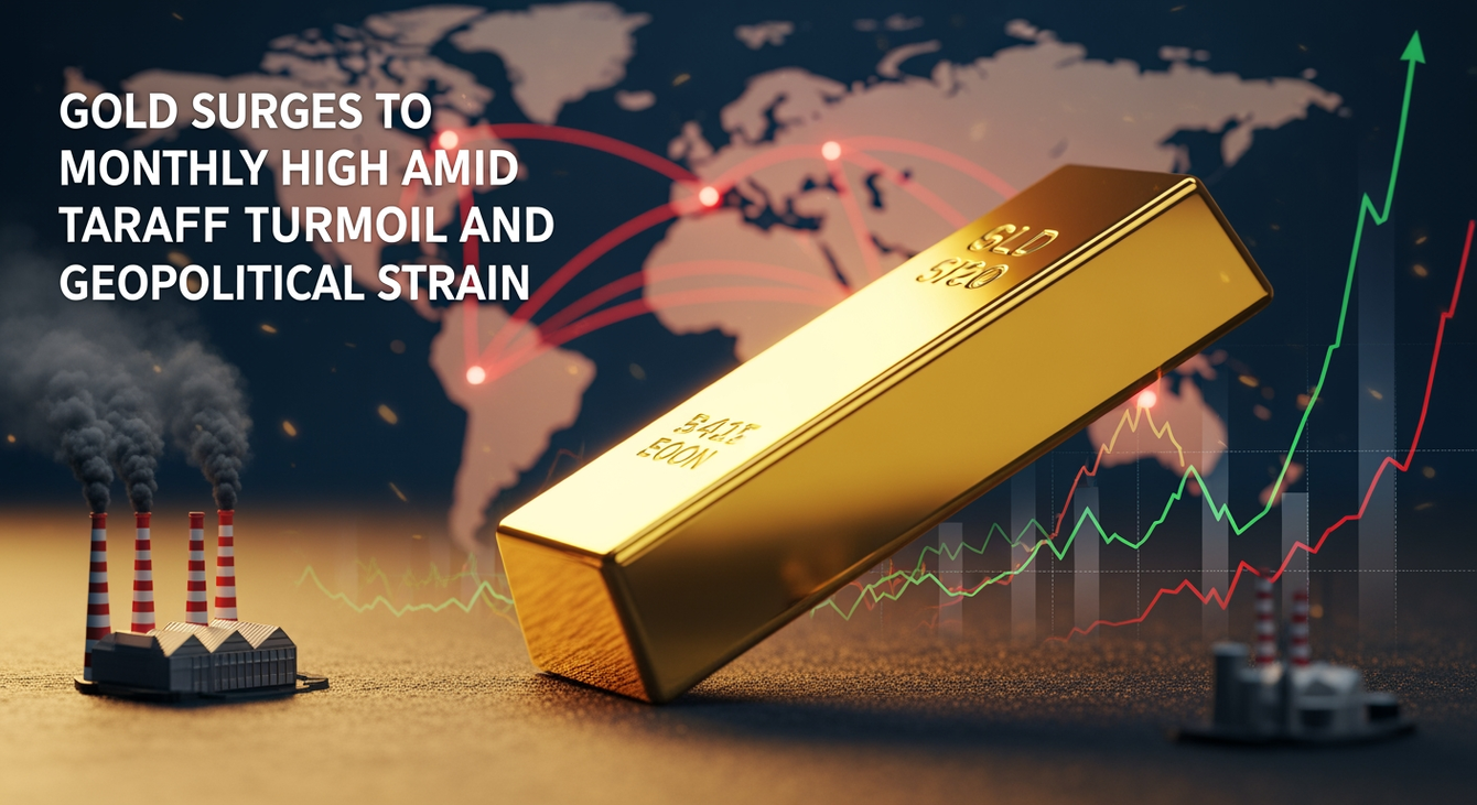 Gold surges to monthly high amid tariff turmoil and geopolitical strain teaser image