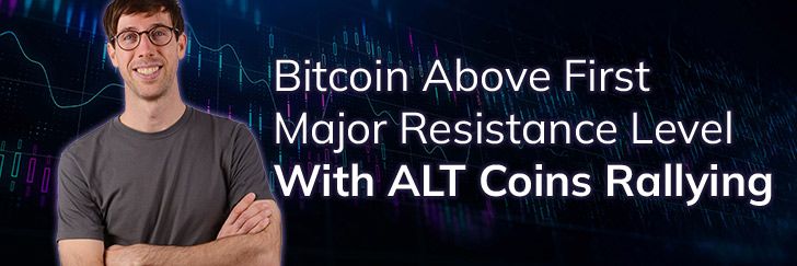 Bitcoin above first major resistance level with ALT coins rallying teaser image