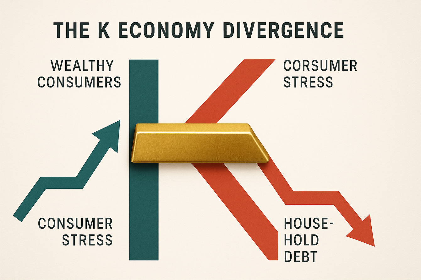 Consumer financial stress hits a five-year high as K economy grows, supporting gold prices teaser image