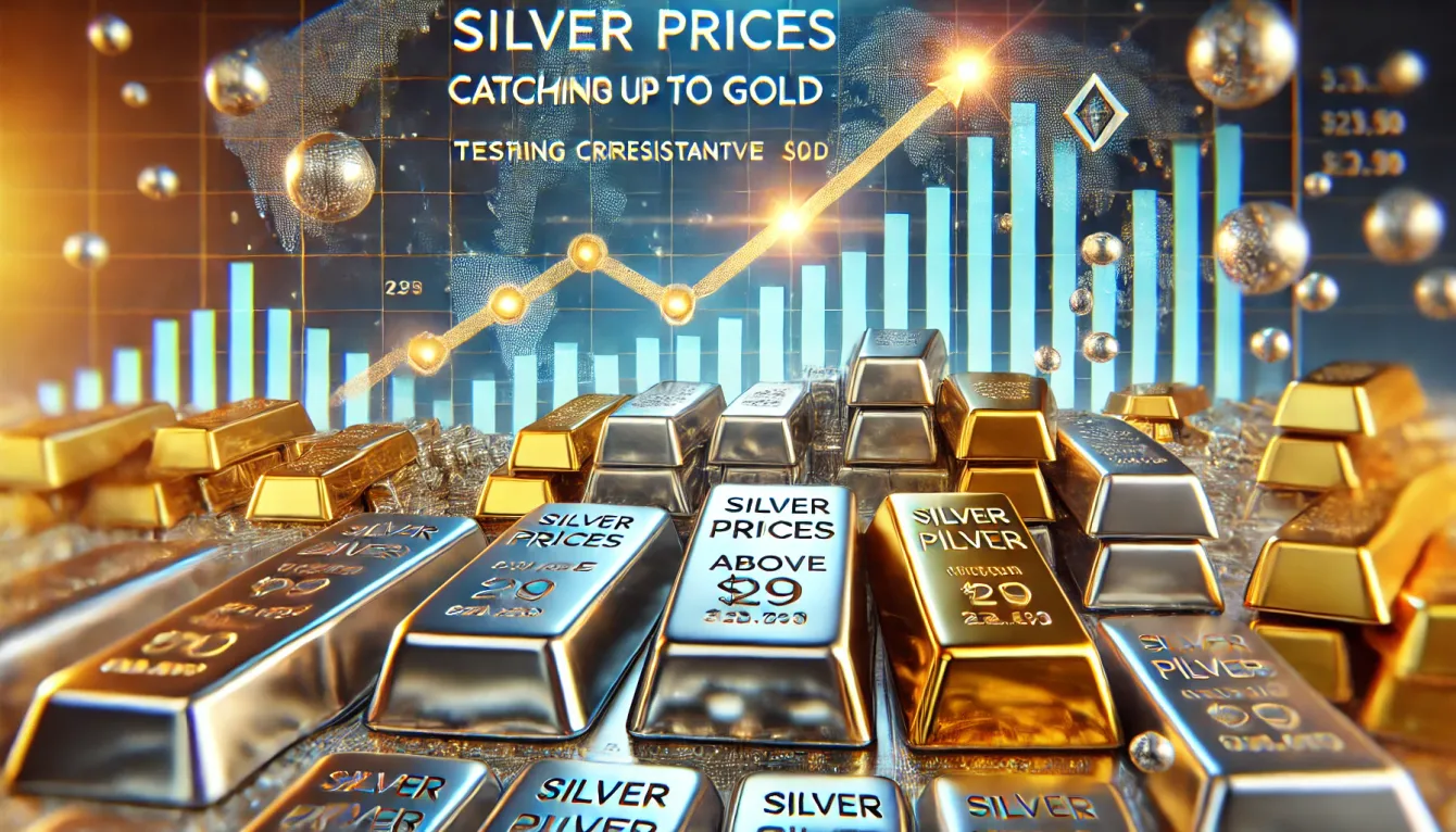 Silver prices catching up to gold; testing critical resistance above $29 teaser image