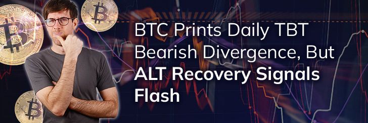 BTC prints daily TBT bearish divergence, but ALT recovery signals flash teaser image