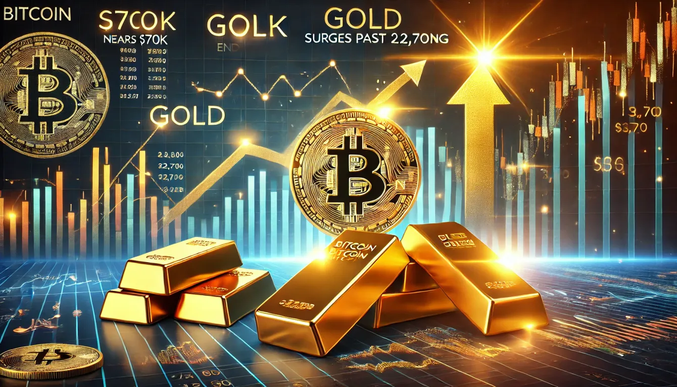 Bitcoin nears $70k, gold surges past $2,700 as markets end week strong teaser image