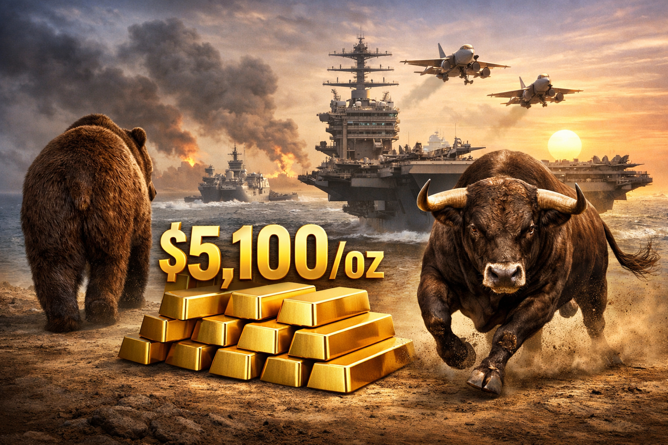 Wall Street bears turn tail after gold rises to $5,100/oz, Main Street bullishness unchanged as Iran tensions mount teaser image