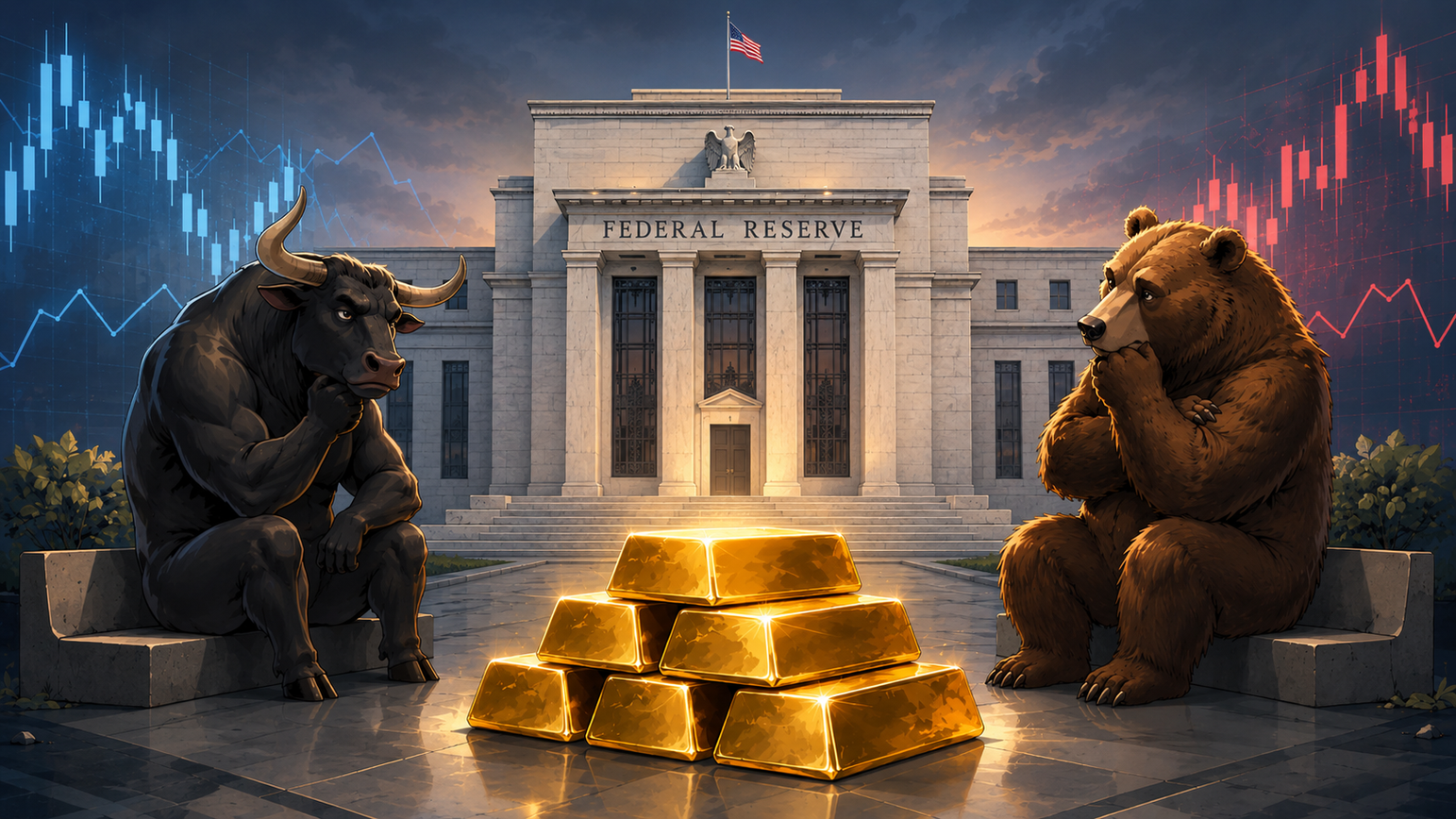 Wall Street retreats to the sidelines ahead of the Fed, Main Street breaks bearish after gold tests $4,000/oz teaser image