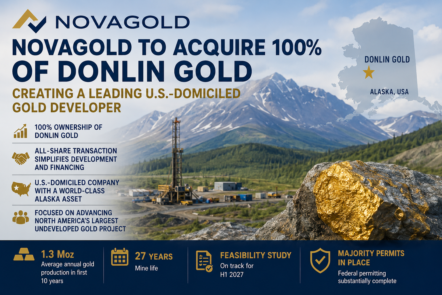 NOVAGOLD consolidates Donlin Gold ownership, creating one of North America's largest pure-play gold developers teaser image